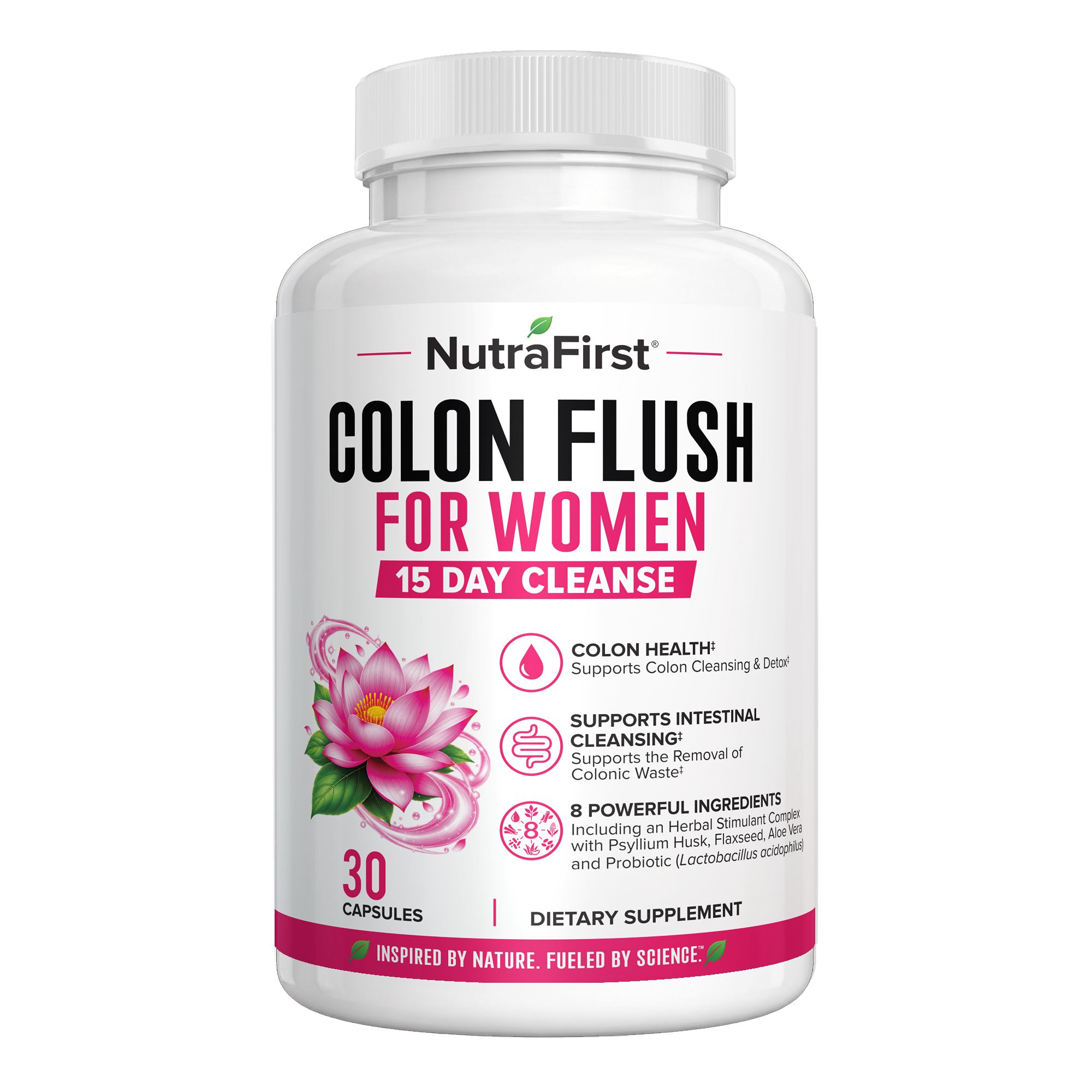 NutraFirst Colon Flush for Women 15 Day Cleanse capsules bottle (30 Capsules)