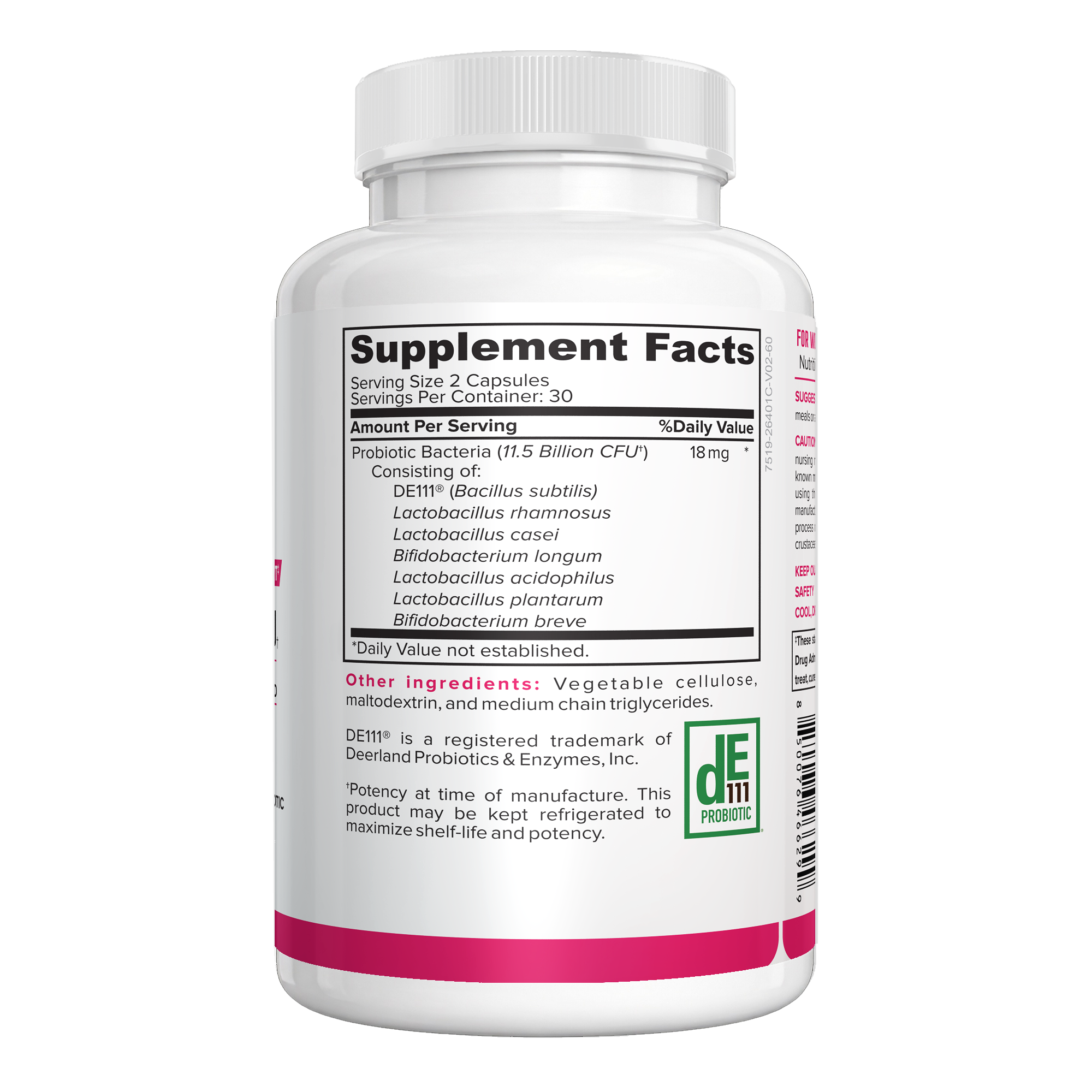 NutraFirst Advanced Probiotics for Women, 60 vegetable capsules, Supplement Facts panel listing 7 probiotic strains