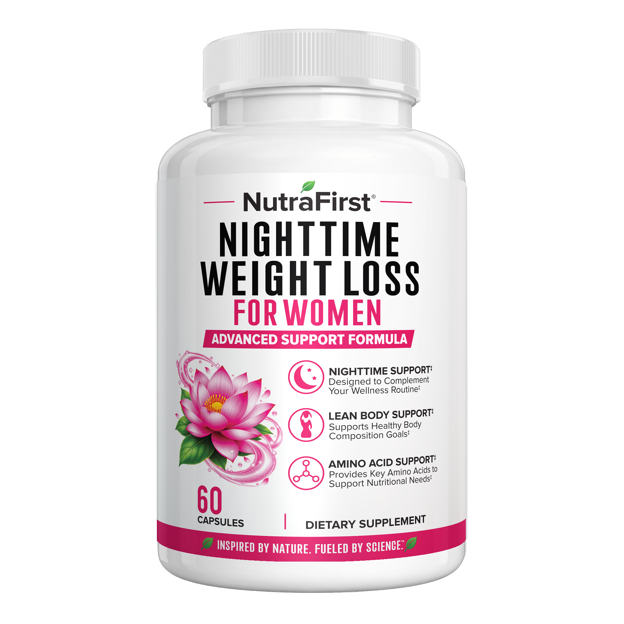 NutraFirst Nighttime Weight Loss for Women, 60 capsules, front of bottle