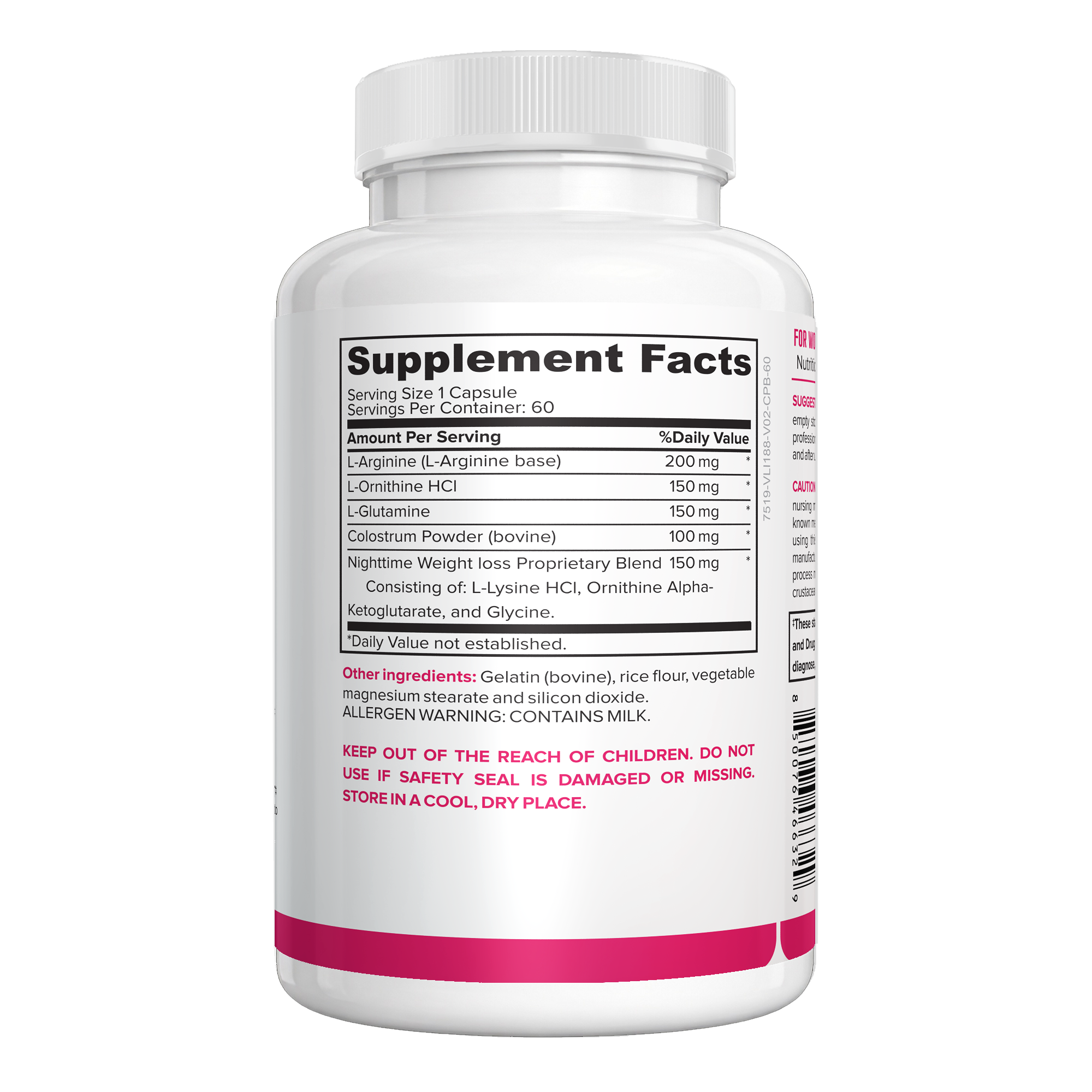Nighttime Weight Loss for Women 60 capsules Supplement Facts panel