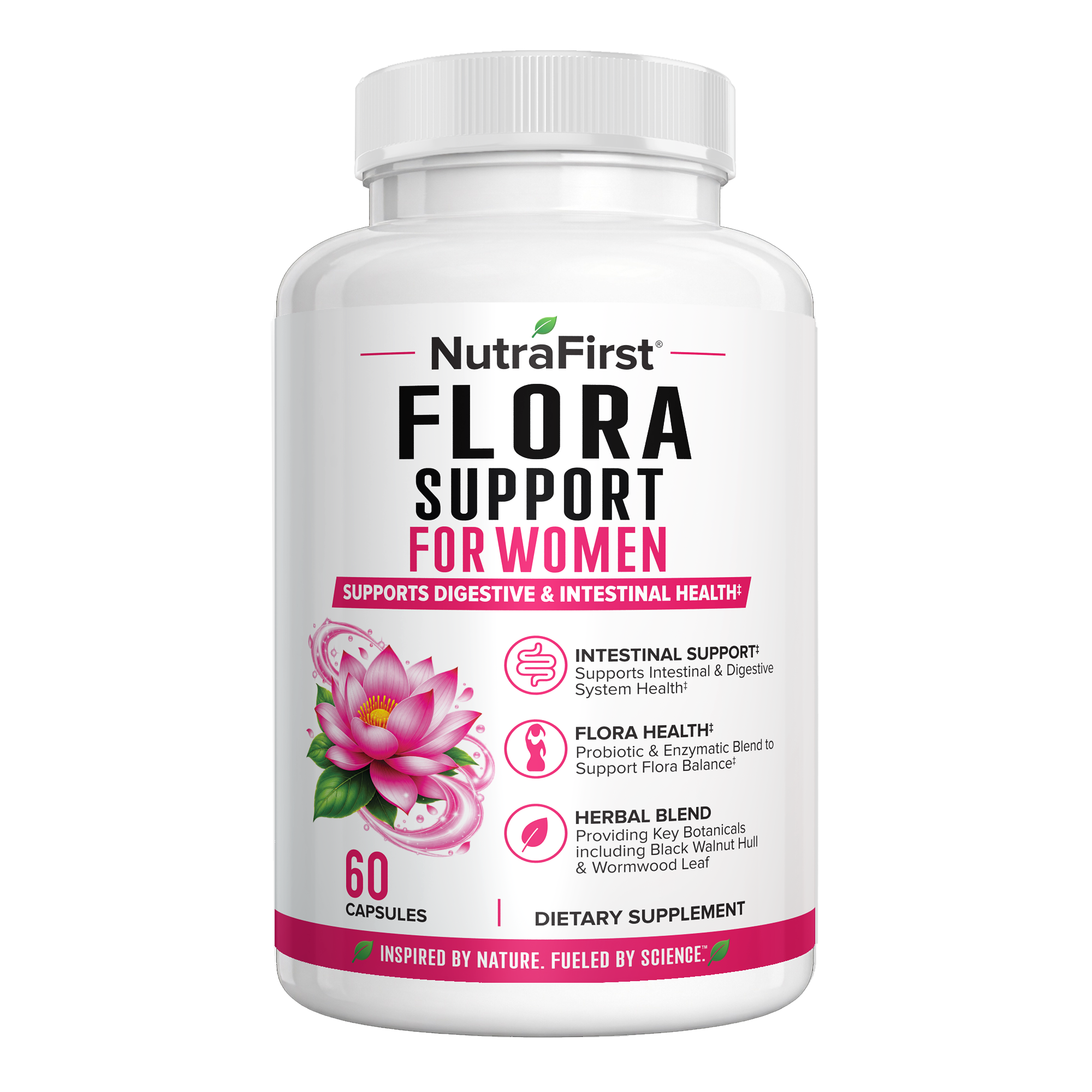 NutraFirst Flora Support for Women, 60 capsules, front of bottle