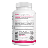 Flora Support for Women 60 capsules bottle side with suggested use, caution and Made in USA details