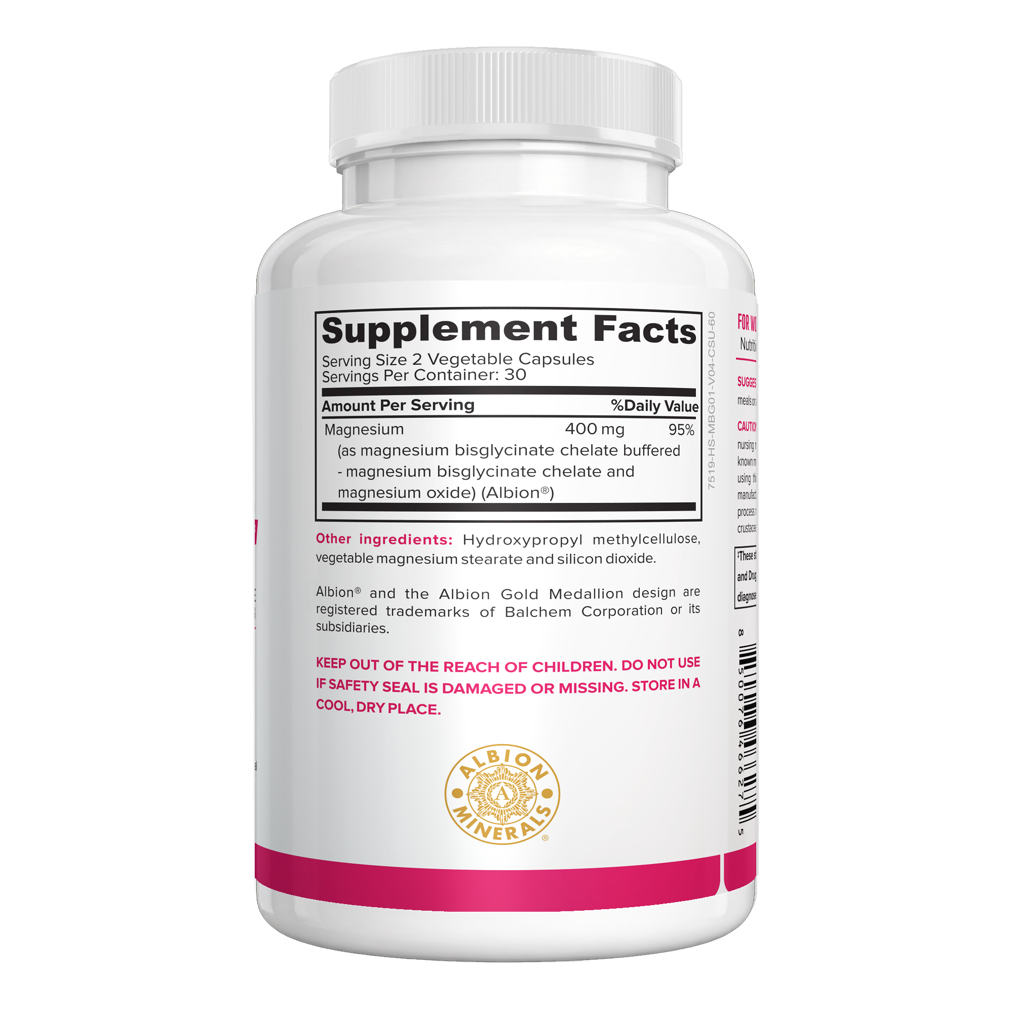 NutraFirst Magnesium for Women, 60 vegetable capsules, Supplement Facts panel showing 400 mg magnesium per serving