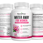 NutraFirst Water Away for Women, 60 capsules, front, side and back views of the bottle (120 Capsules)