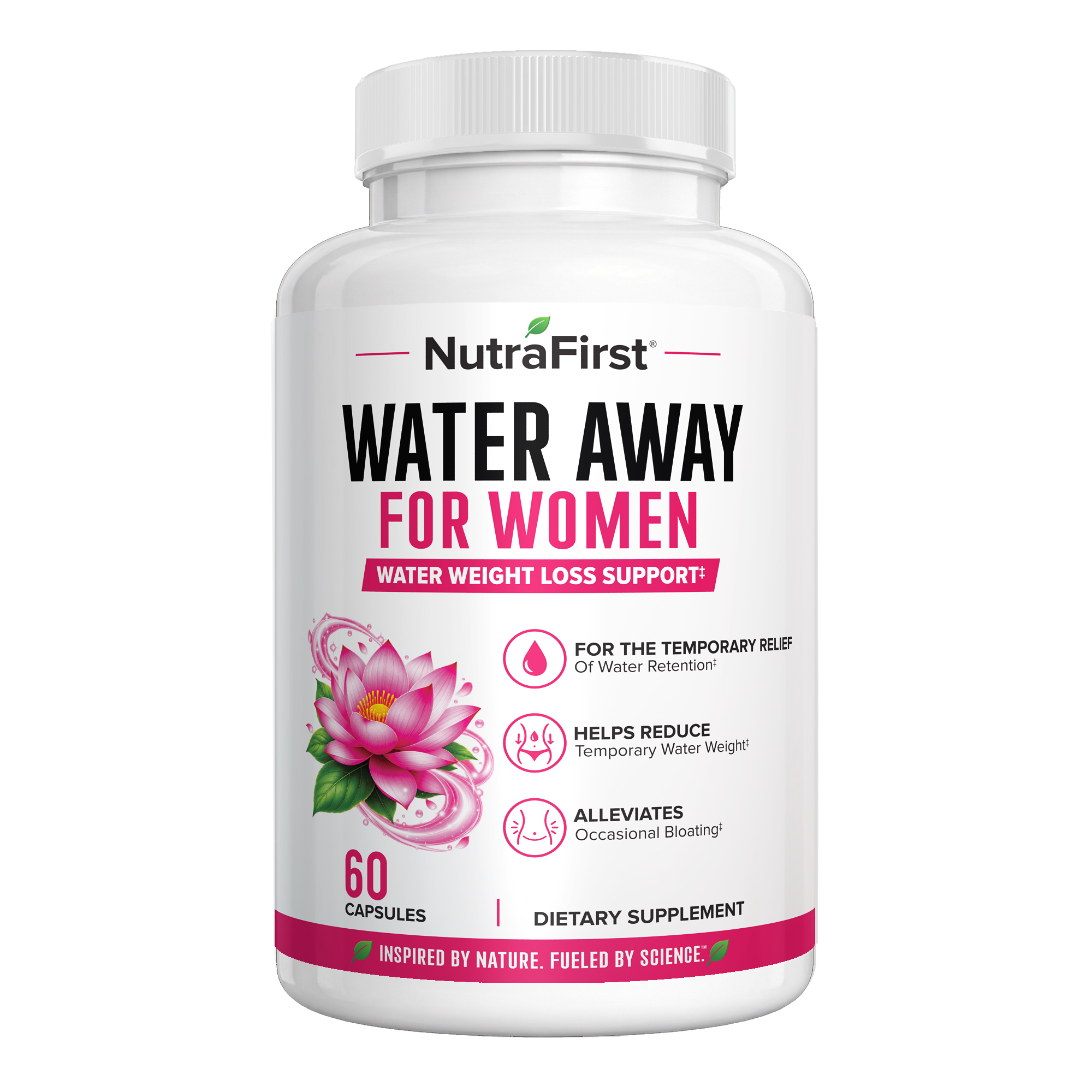 NutraFirst Water Away for Women, 60 capsules, front of bottle (60 Capsules)