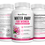 NutraFirst Water Away for Women, 60 capsules, front, side and back views of the bottle (60 Capsules)