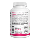 Menopause Support for Women 60 capsules bottle side with suggested use, caution and Made in USA details